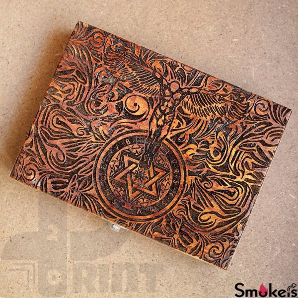 ست فندک و جعبه سیگار فرشته نگهبان (چوبی/دستساز) - Image 2