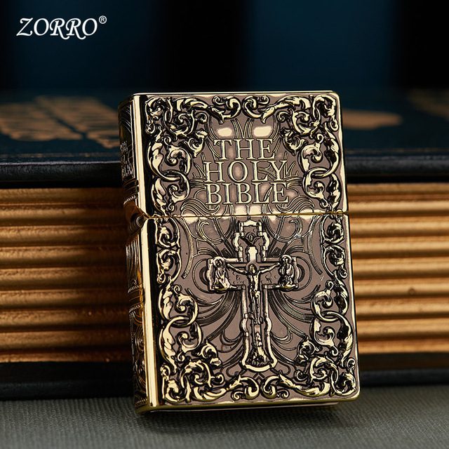 فندک_بنزینی_برند_Zorro_طرح_کتاب_مقدس_The_Holy_BIBLE_print42o.ir_