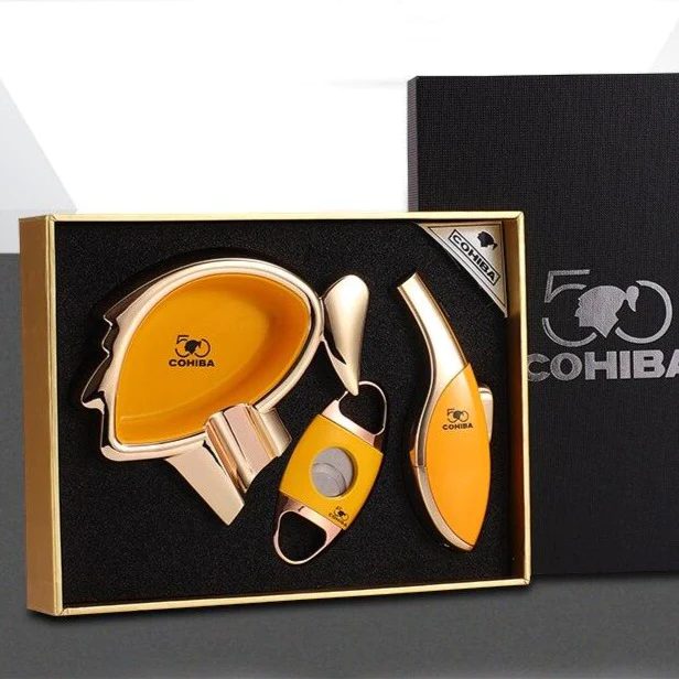 ست سیگار برگ COHIBA (3 تیکه/ با فندک اتمی تک شعله)