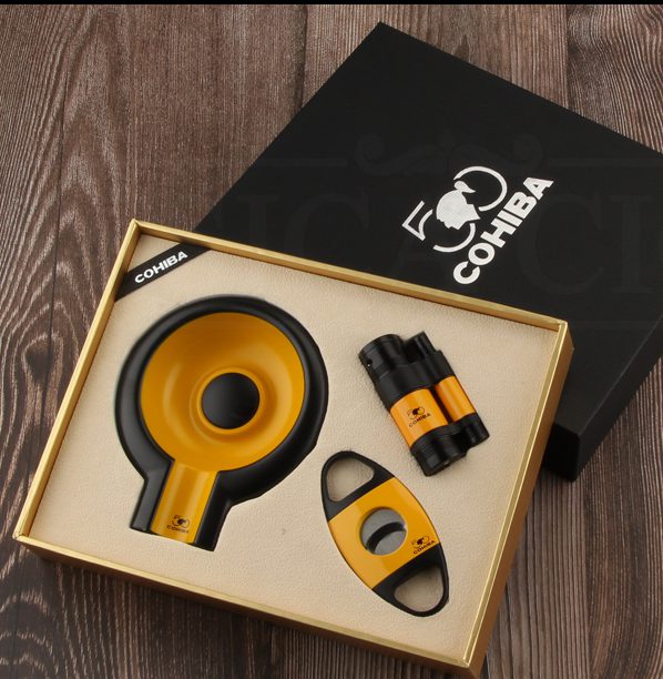 ست سیگار برگ COHIBA (3 تیکه/با فندک اتمی 3 شعله)