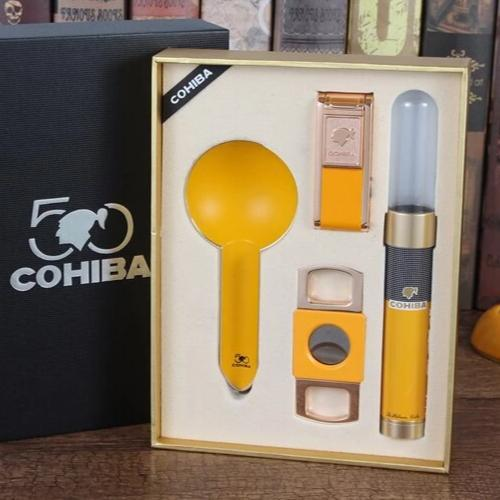 ست سیگار برگ COHIBA (4 تیکه/با فندک اتمی 2 شعله)