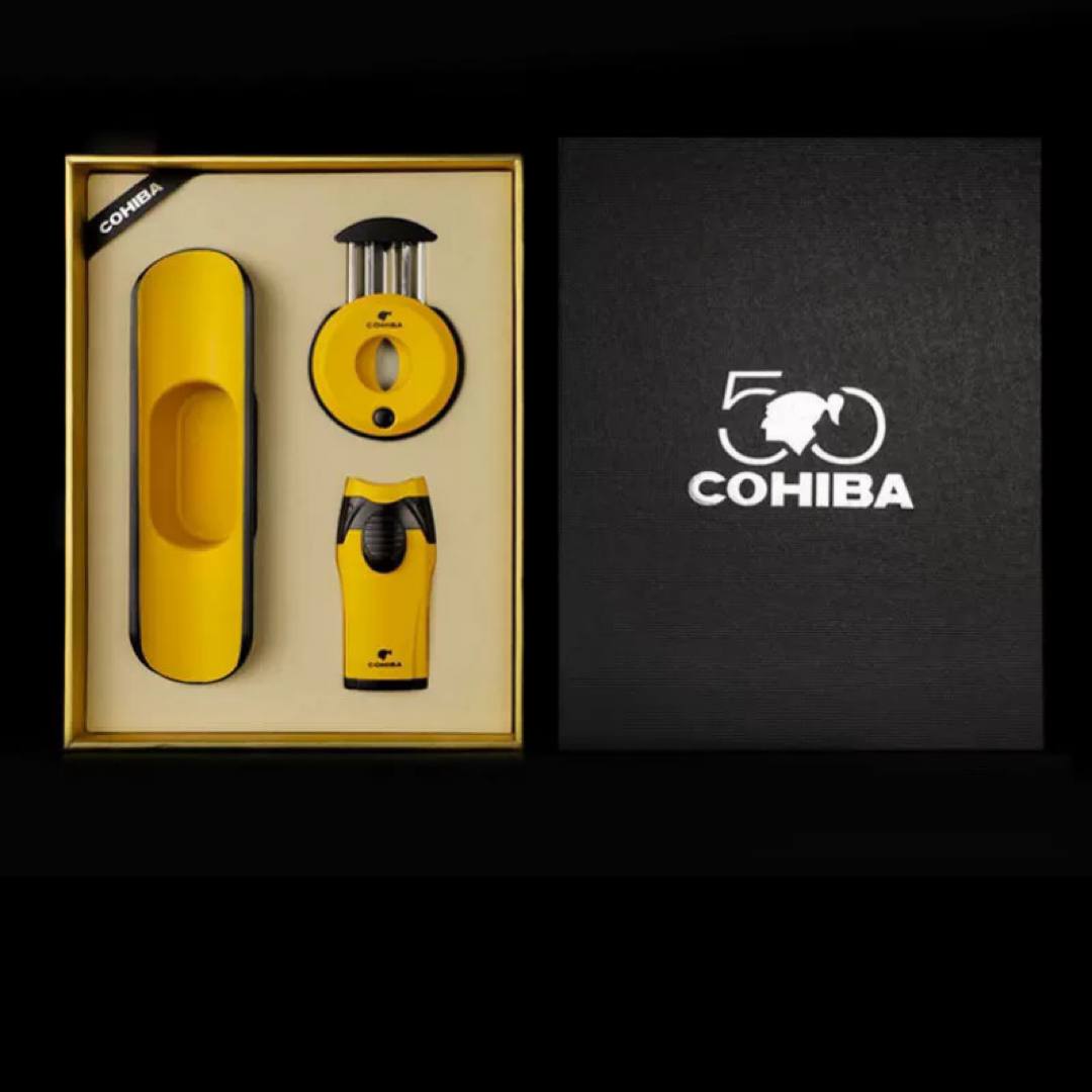 ست سیگار برگ COHIBA (3 تیکه/با فندک اتمی 2 شعله)