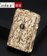 فندک بنزینی Chief نگین دار (جعبه چوبی)