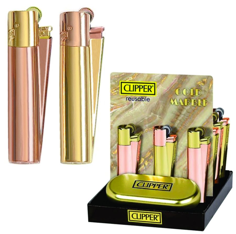فندک گازی CLIPPER Gold Marble (طلایی رزگلد) اورجینال