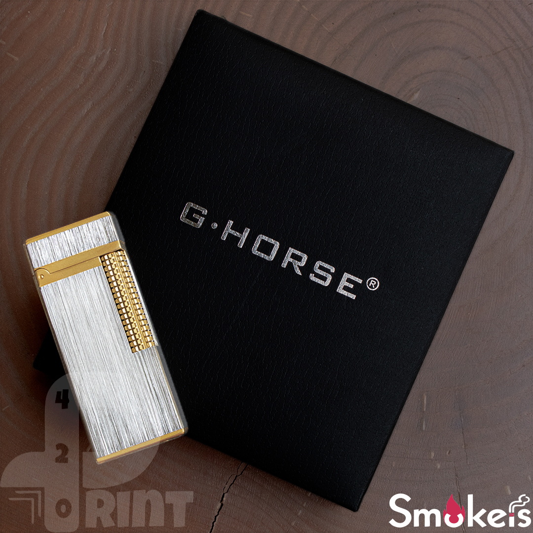 فندک گازی طرح دانهیل برند G.HORSE (نقره ای طلایی) اورجینال - Image 5