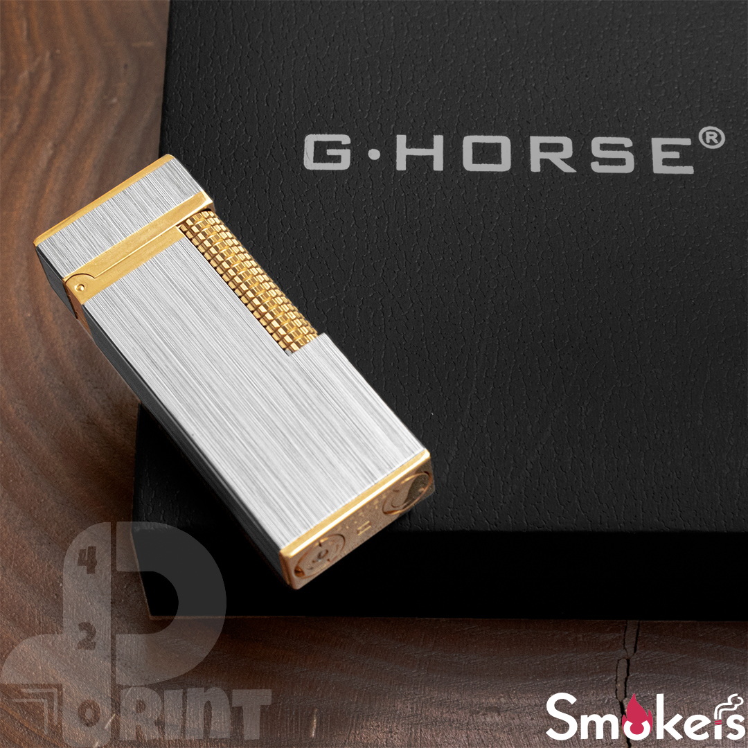 فندک گازی طرح دانهیل برند G.HORSE (نقره ای طلایی) اورجینال - Image 7