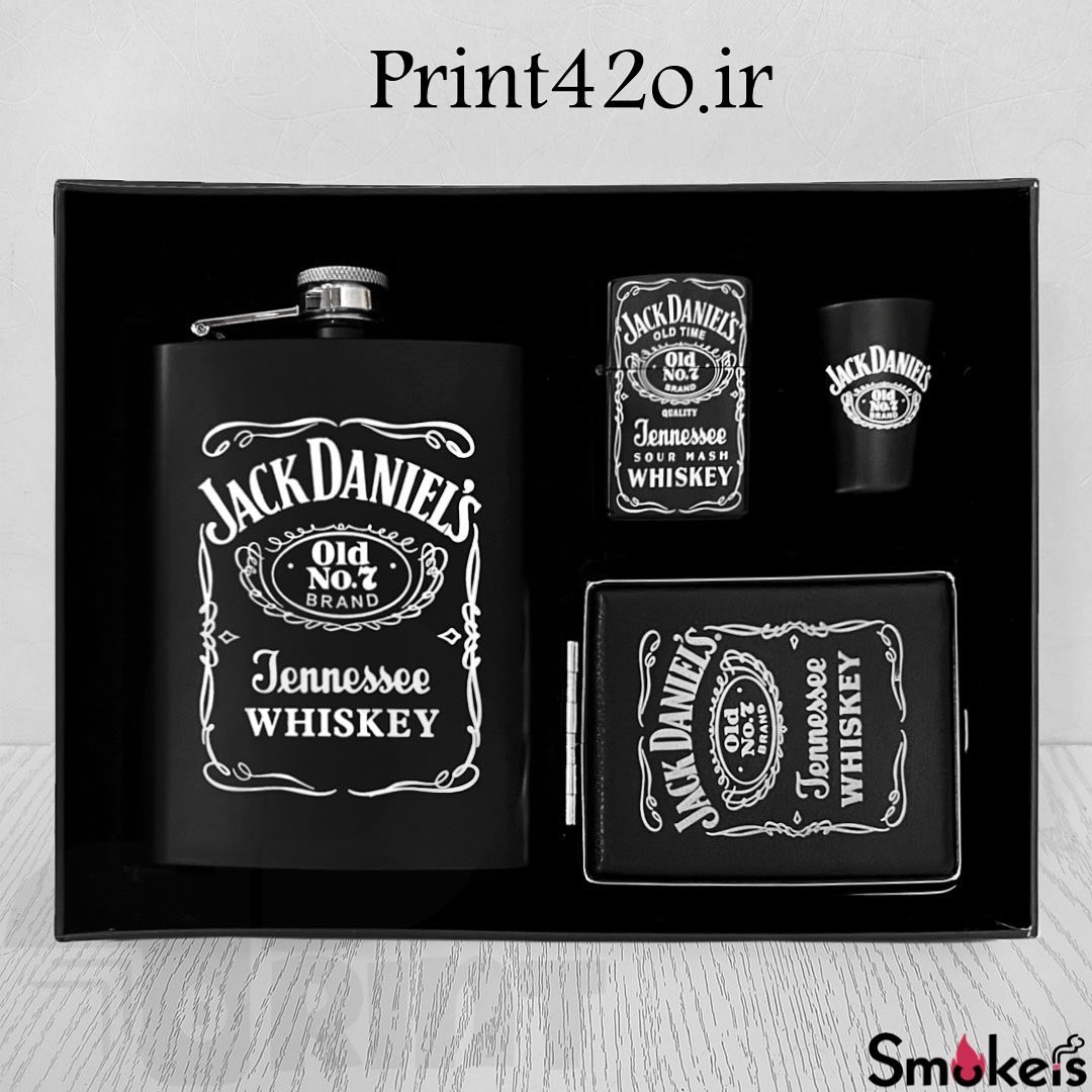 ست_نوشیدنی_مشکی_مات_طرح_جک _دنیل_تک_شات_به_همراه_فندک_و_جعبه_سیگار_print42o.ir_ 02