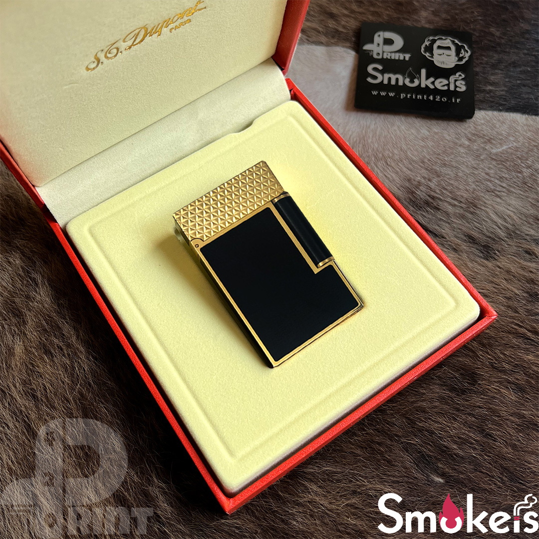فندک_گازی_برند_S.TDupont_طرح_الماسی_مشکی_طلایی_print42o.ir_02