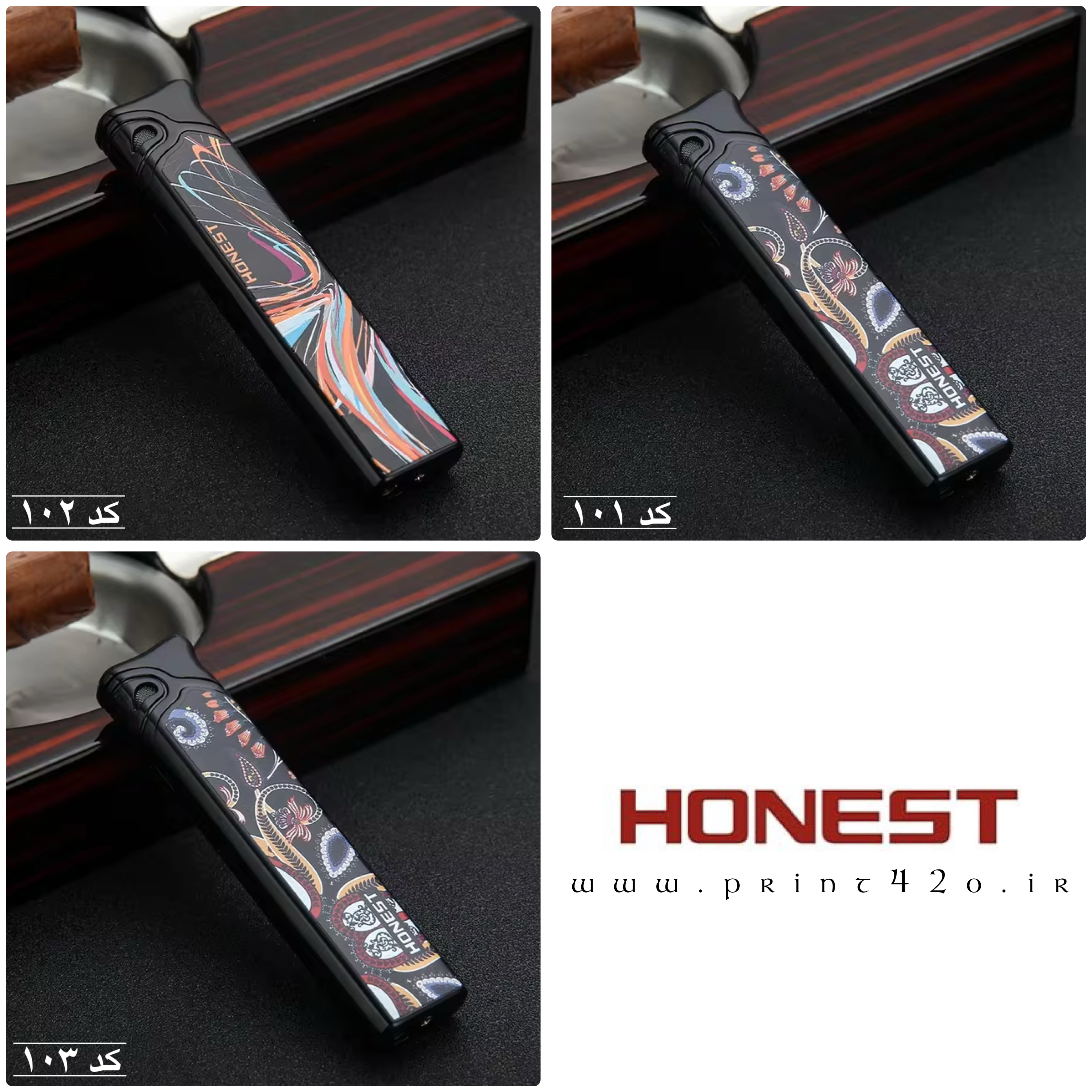 فندک گازی طرح دار Honest (شعله اتمی) اورجینال - Image 6