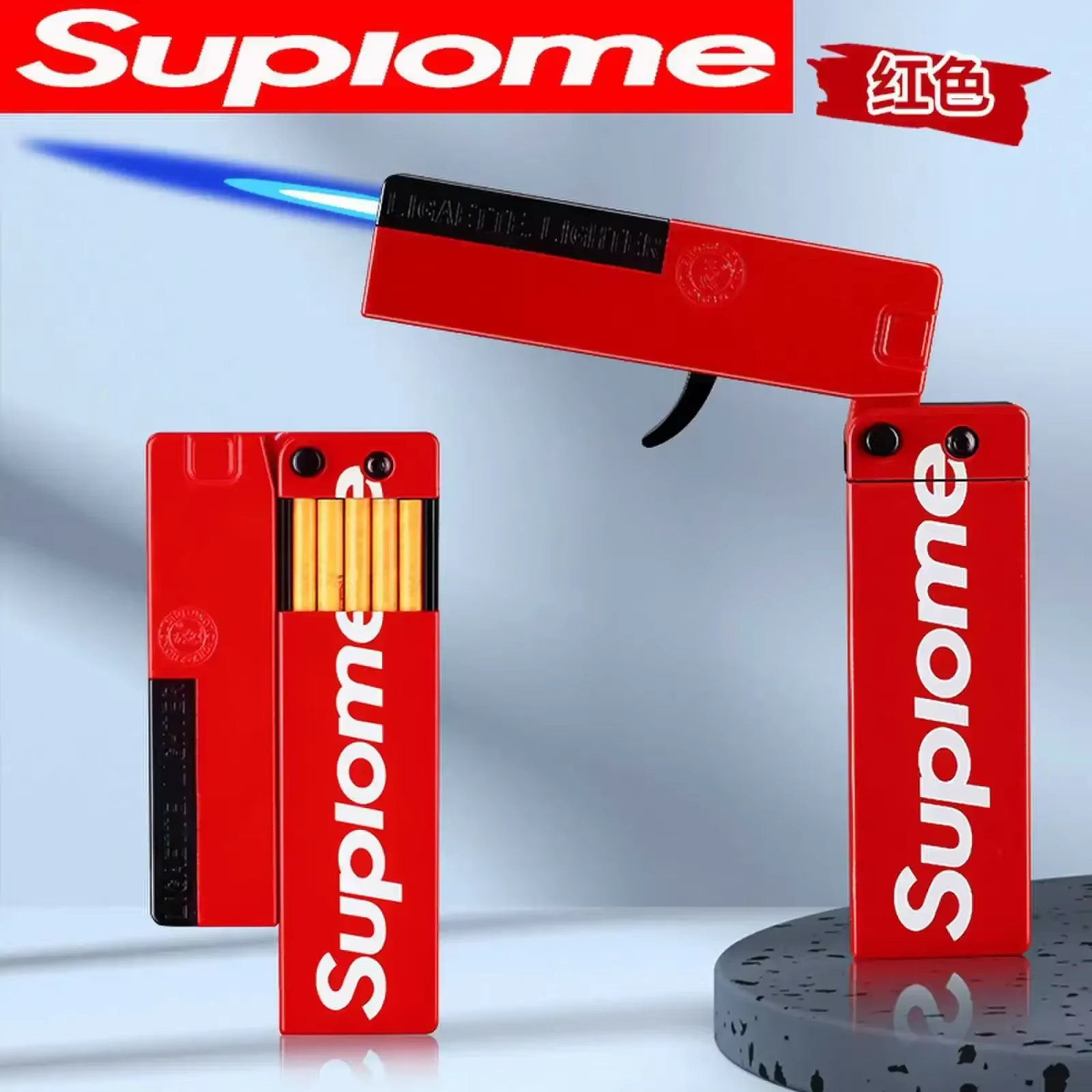 فندک گازی اتمی طرح اسلحه Supreme ( به همراه جعبه سیگار) - Image 7