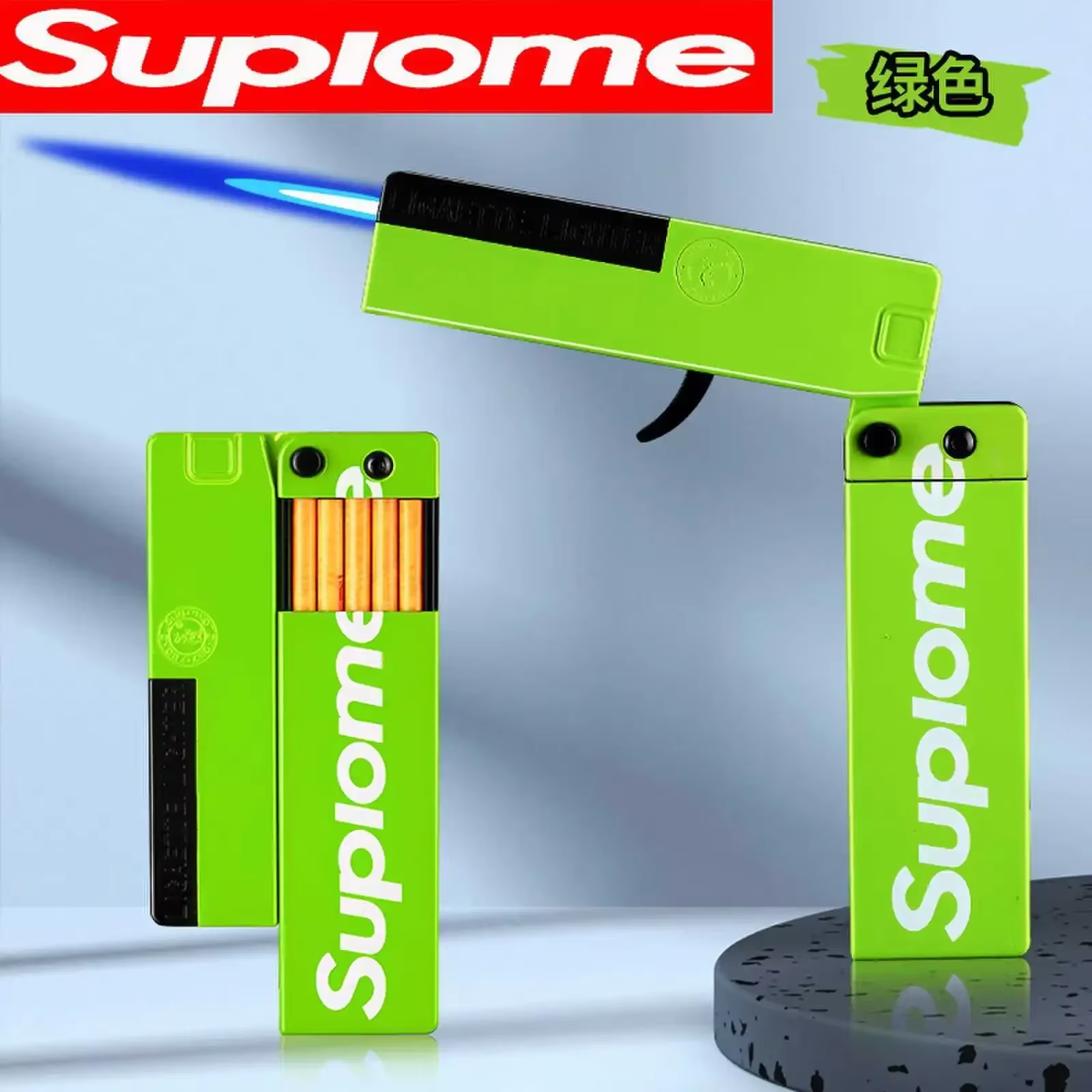 فندک گازی اتمی طرح اسلحه Supreme ( به همراه جعبه سیگار) - Image 4