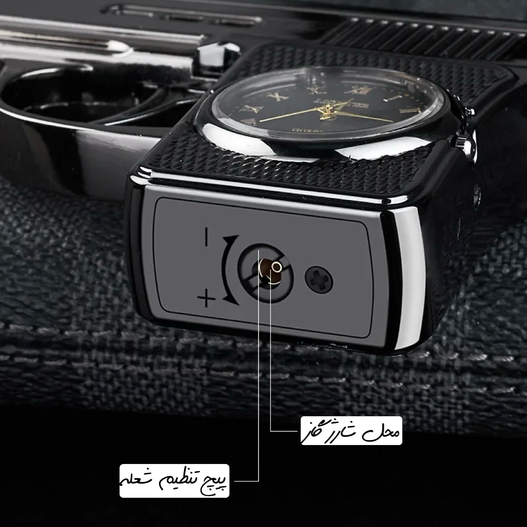 فندک گازی تک شعله اتمی طرح اسلحه ساعت دار اورجینال - Image 7