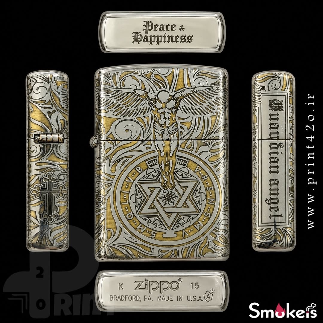 فندک بنزینی طرح فرشته نگهبان Zippo High Copy - Image 2