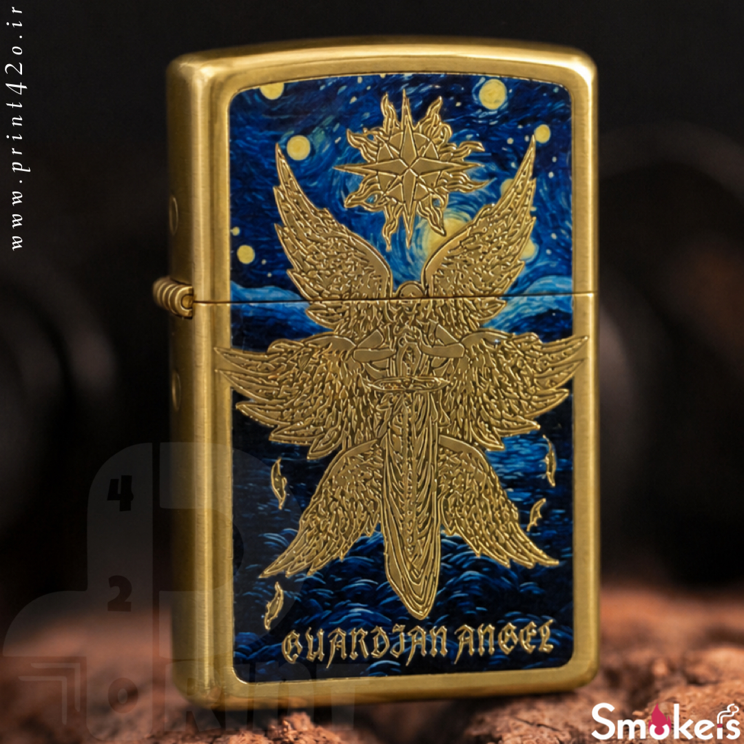 فندک بنزینی Zorro (طرح طلایی فرشته نگهبان) اورجینال